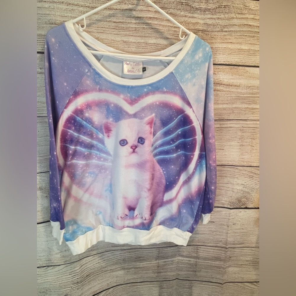 RARE Super Adorable Funky Catsterz X JapanLa Kitty Cat Oversized Sweater